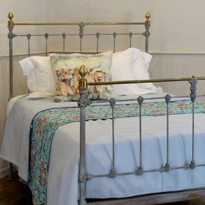 Small Double Antique Bed in Blue Verdigris