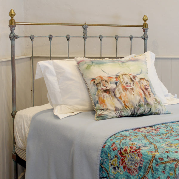 Small Double Antique Bed in Blue Verdigris