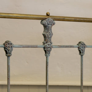 Small Double Antique Bed in Blue Verdigris