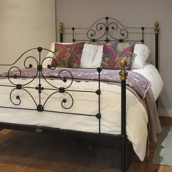 King Size Cast Iron Antique Bed in Black - Close Up Photo