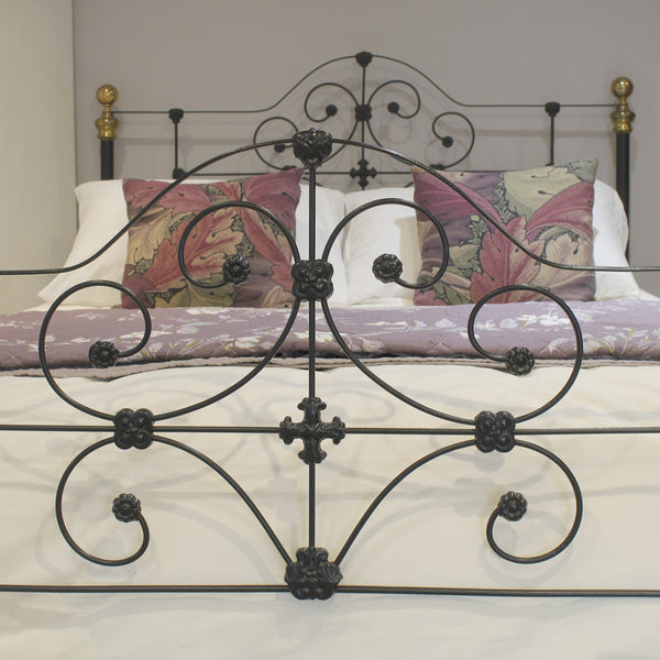 King Size Cast Iron Antique Bed in Black - Close Up Photo