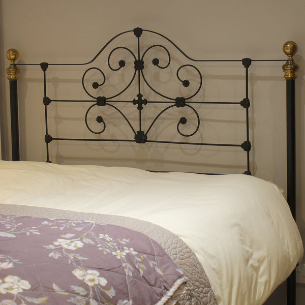 King Size Cast Iron Antique Bed in Black - Close Up Photo