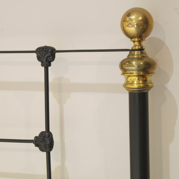 King Size Cast Iron Antique Bed in Black - Close Up Photo
