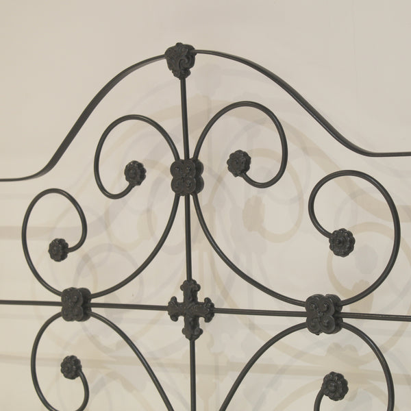 King Size Cast Iron Antique Bed in Black - Close Up Photo