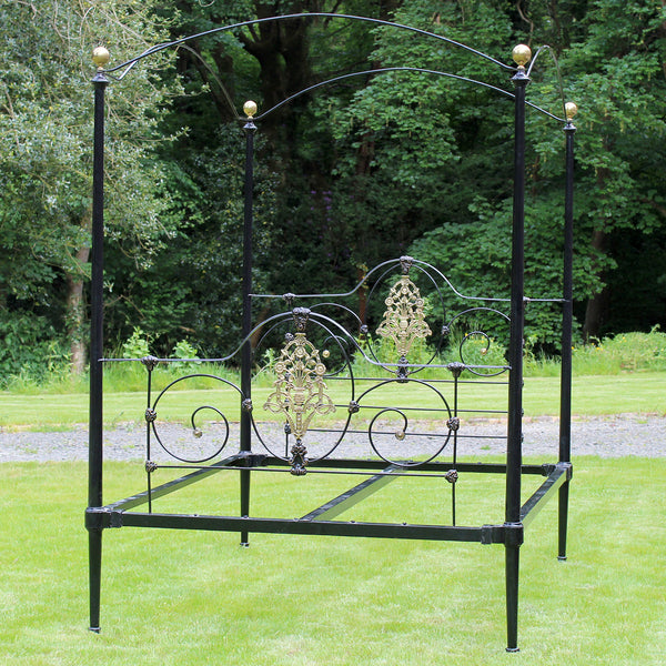 Antique Cast Iron Four Poster Bed
