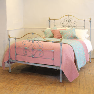 King Size Antique Bed in Blue Verdigris