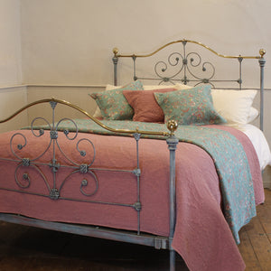 King Size Antique Bed in Blue Verdigris