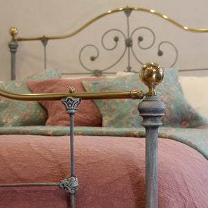 King Size Antique Bed in Blue Verdigris