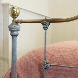 King Size Antique Bed in Blue Verdigris