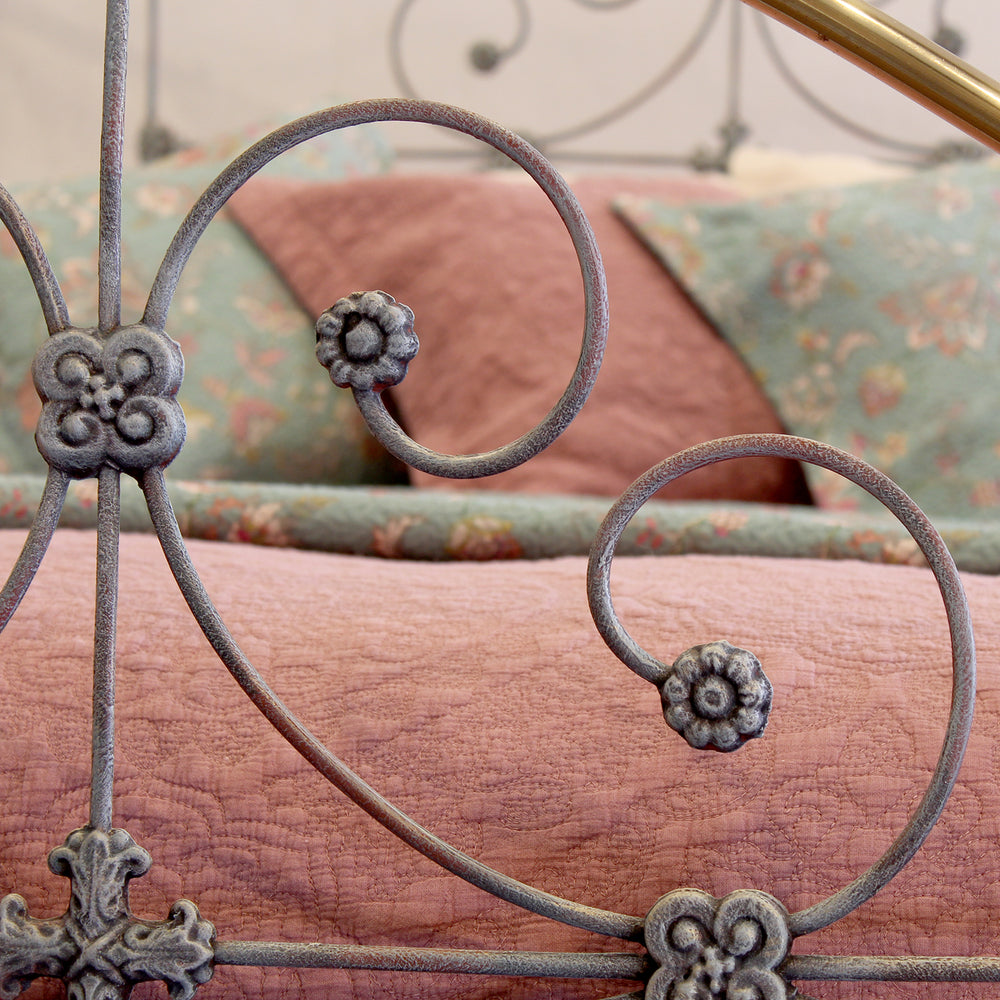 King Size Antique Bed in Blue Verdigris