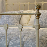 King Cast Iron & Brass Bed in Cream MK298