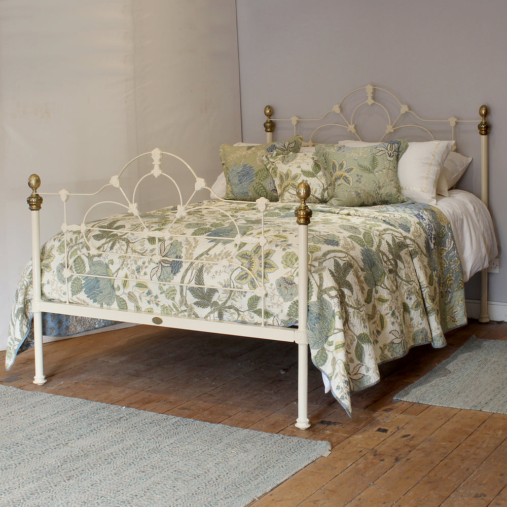 Cast Iron Antique Bed finished in Ivory