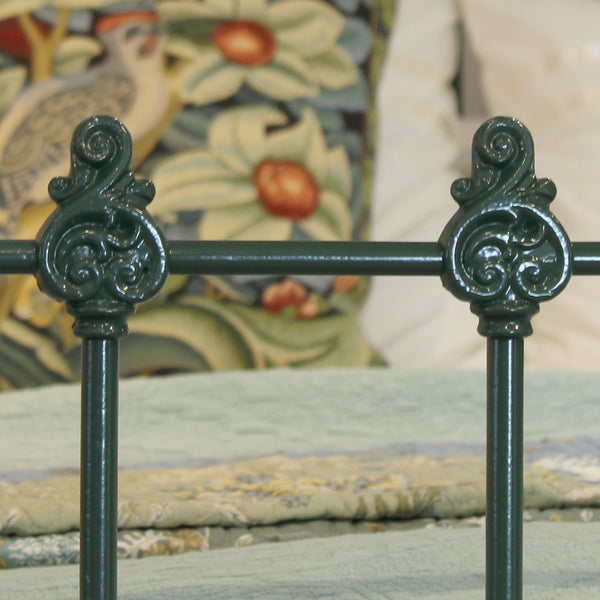 5ft King Size Brass and Iron Antique Bed in Green - Close Up Photo