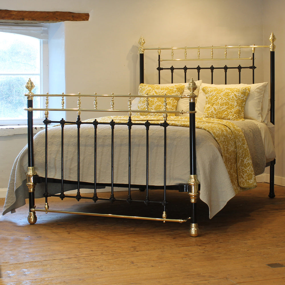 King Size Brass and Iron Antique Bed in Black