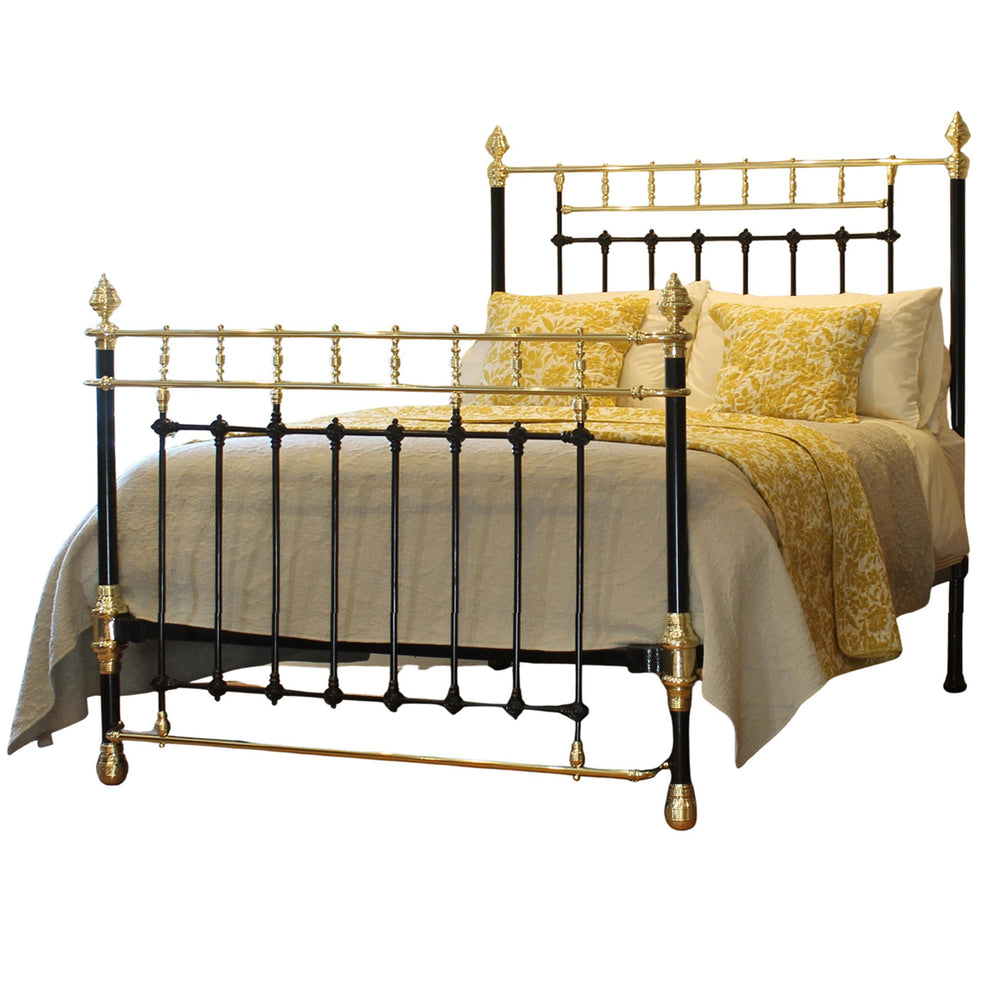 King Size Brass and Iron Antique Bed in Black