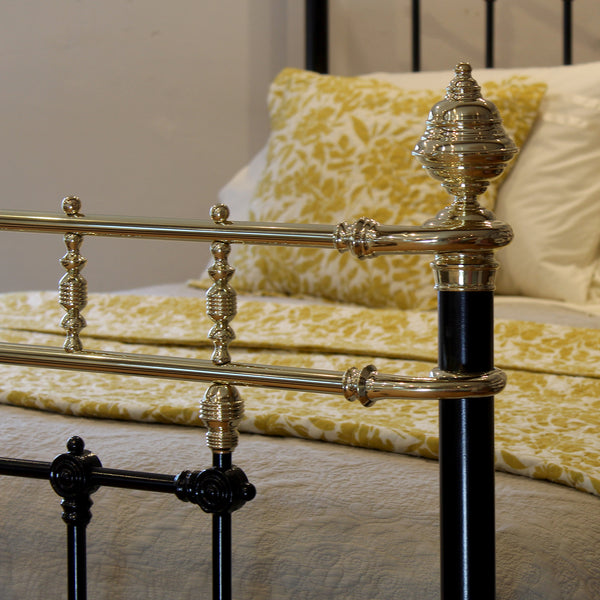 King Size Brass and Iron Antique Bed in Black - Close Up Photo