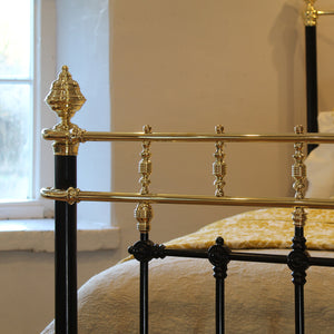 King Size Brass and Iron Antique Bed in Black - Close Up Photo
