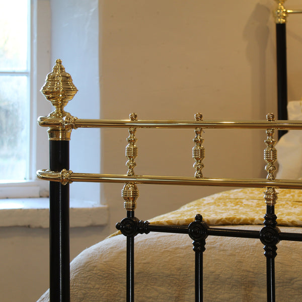 King Size Brass and Iron Antique Bed in Black - Close Up Photo