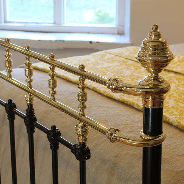 King Size Brass and Iron Antique Bed in Black - Close Up Photo
