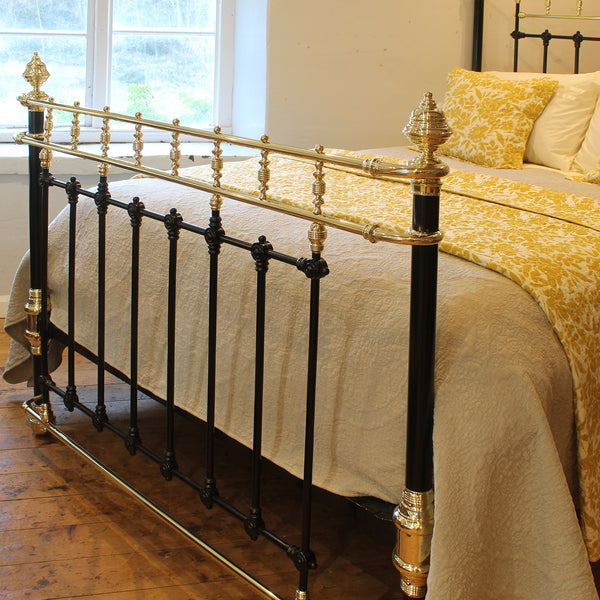King Size Brass and Iron Antique Bed in Black - Close Up Photo