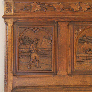 King Size Oak Carved Antique Bed