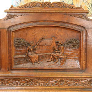 King Size Oak Carved Antique Bed