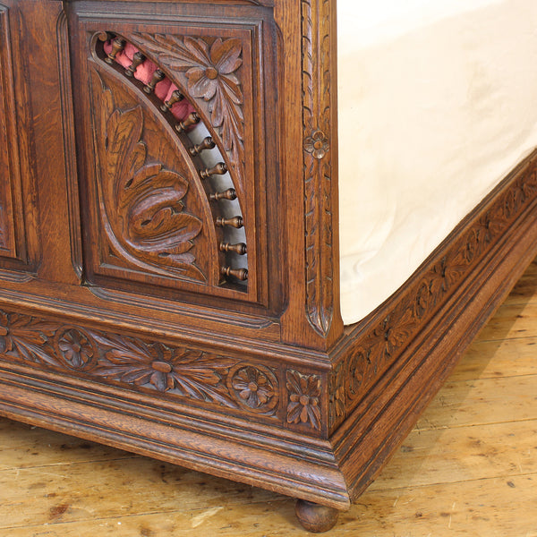 King Size Oak Carved Antique Bed