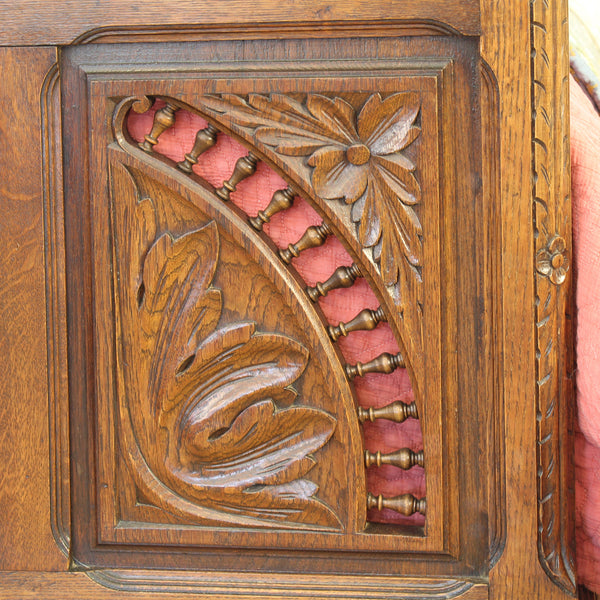 King Size Oak Carved Antique Bed