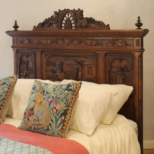 King Size Oak Carved Antique Bed