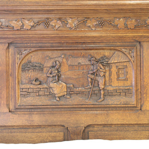 King Size Oak Carved Antique Bed