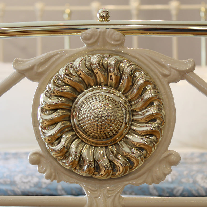 King Brass & Iron Bed with Sunflower Rosette MK301