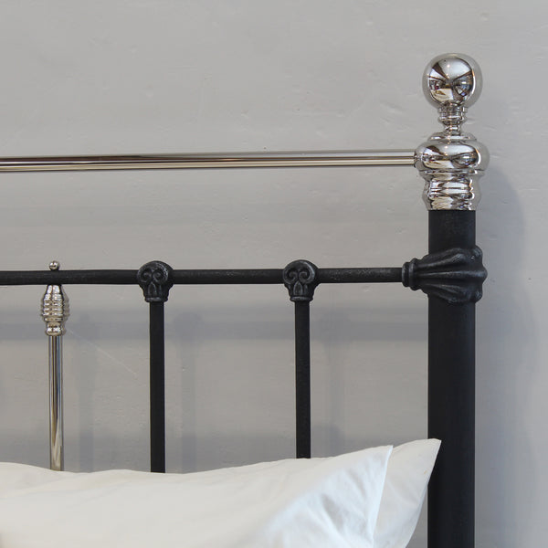 5ft Antique Bed in Pewter and Nickel