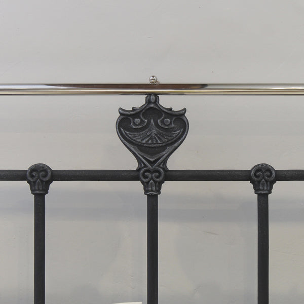 5ft Antique Bed in Pewter and Nickel