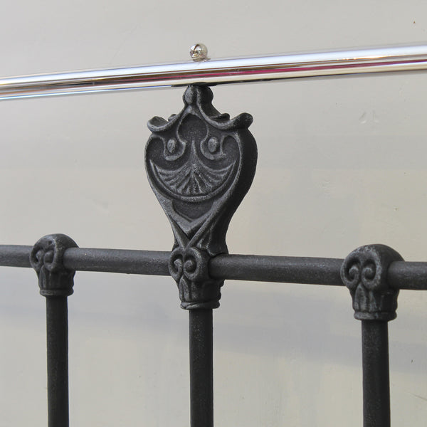 5ft Antique Bed in Pewter and Nickel