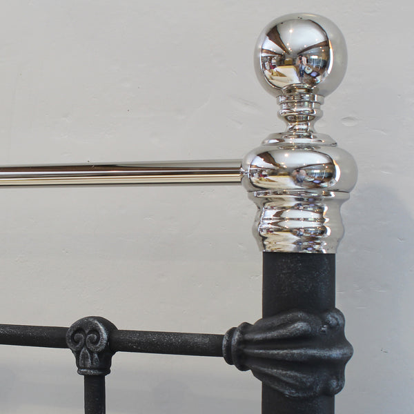 5ft Antique Bed in Pewter and Nickel