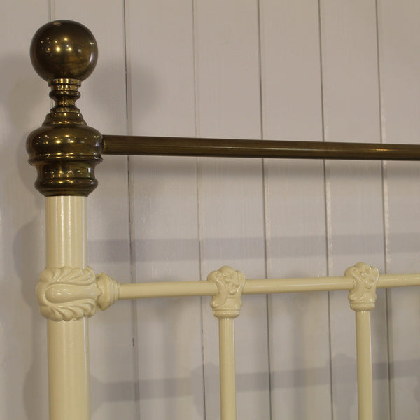 Super King Metal Antique Bed in Cream