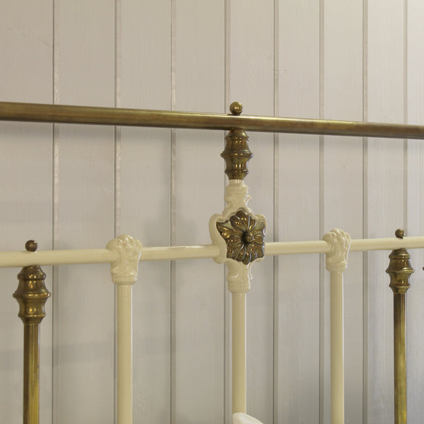 Super King Metal Antique Bed in Cream