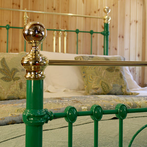 6ft Wide Super King Art Nouveau Antique Bed in Green