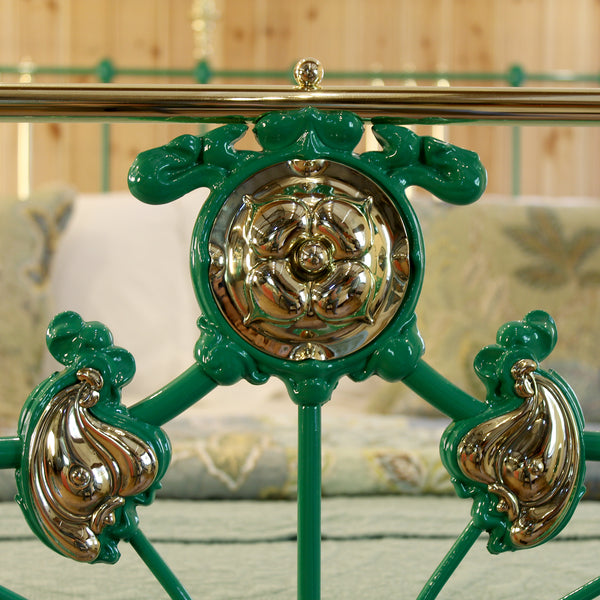 6ft Wide Super King Art Nouveau Antique Bed in Green