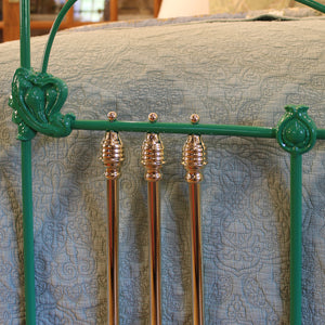 6ft Wide Super King Art Nouveau Antique Bed in Green