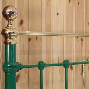 6ft Wide Super King Art Nouveau Antique Bed in Green
