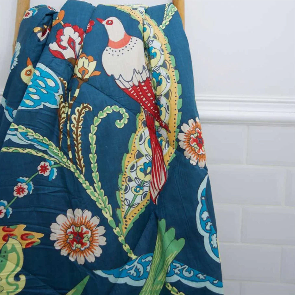 Blue Floral Exotic Bird