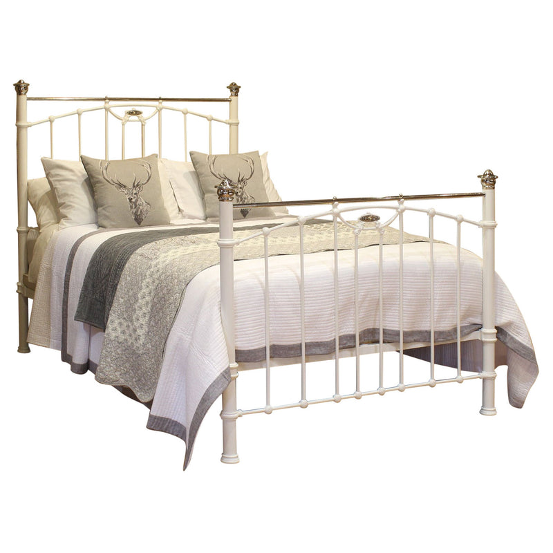 Double Antique Bed in White and Nickel, MD151