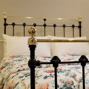 Double Antique Victorian Bed in Black, Circa 1890
