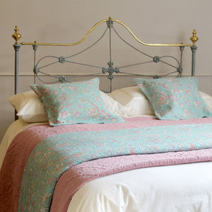 Double Antique Platform Bed in Blue Verdigris, MD160