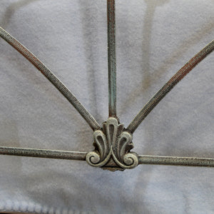 Hand-Painted Blue Double Cast Iron Antique Bed  - Close Up
