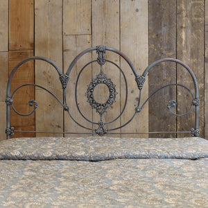 Double Platform Antique Bed in Blue Verdigris - Close Up