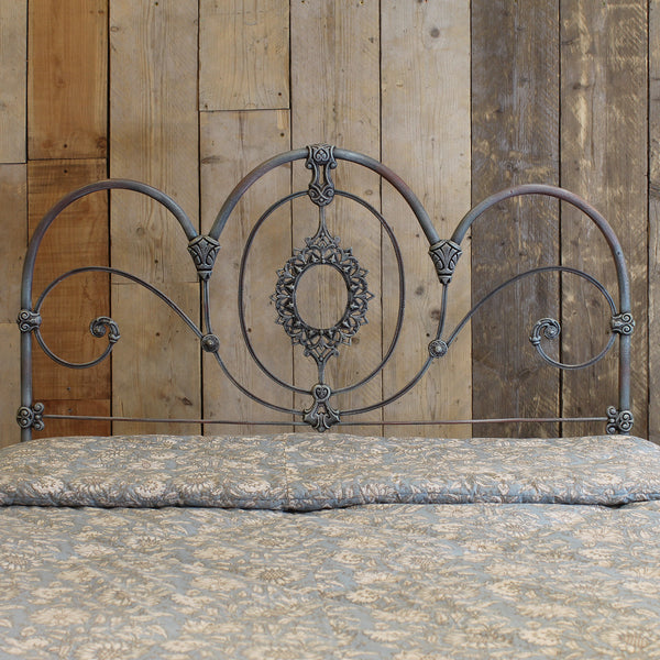 Double Platform Antique Bed in Blue Verdigris - Close Up