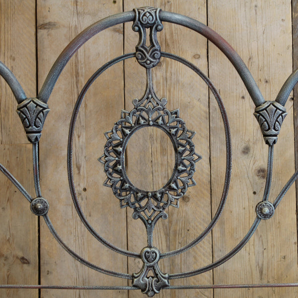 Double Platform Antique Bed in Blue Verdigris - Close Up