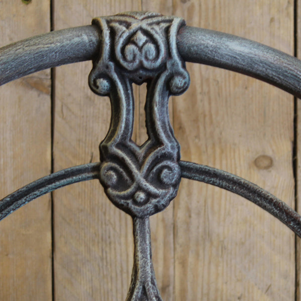 Double Platform Antique Bed in Blue Verdigris - Close Up